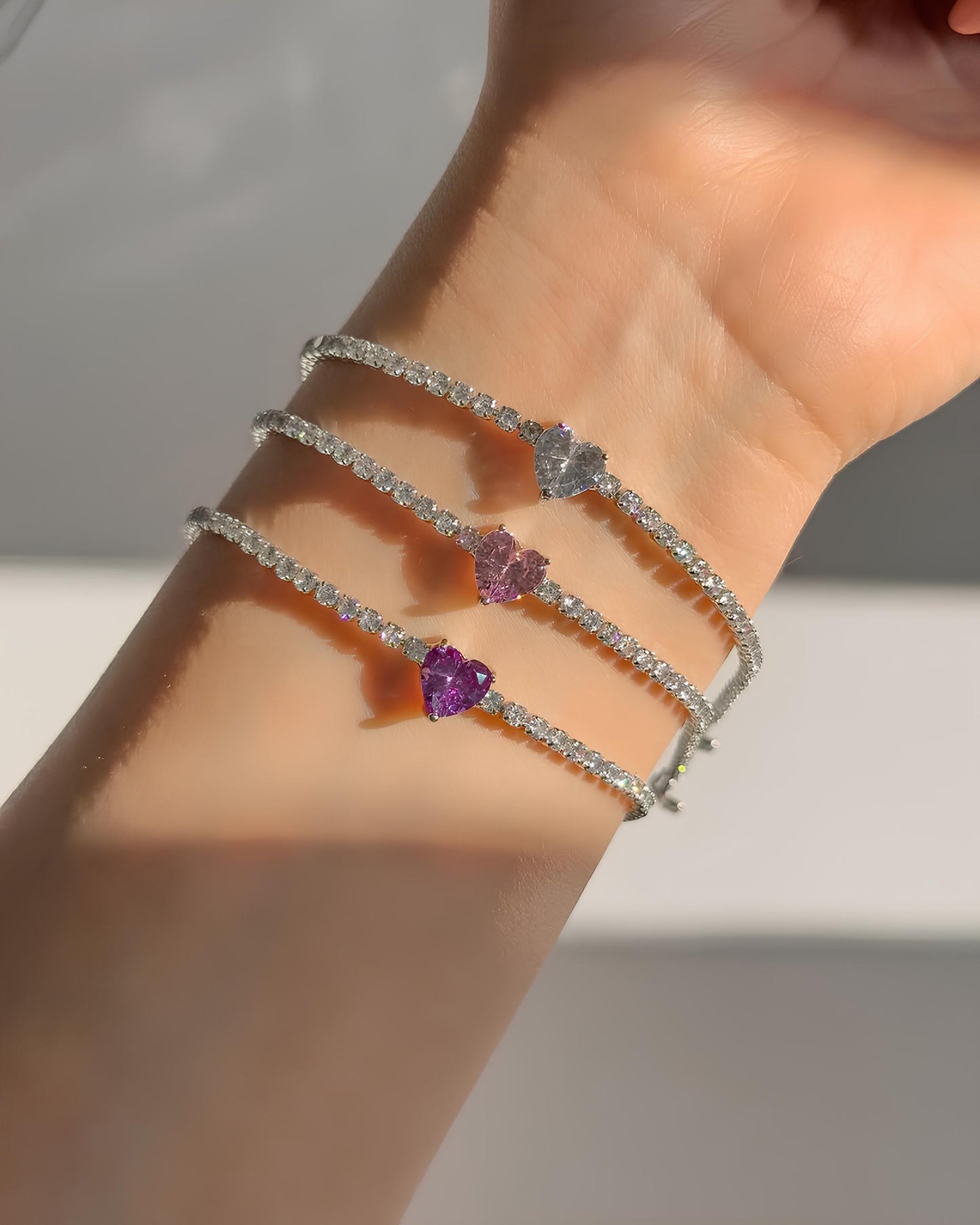 Crystal Heart Tennis Bracelet