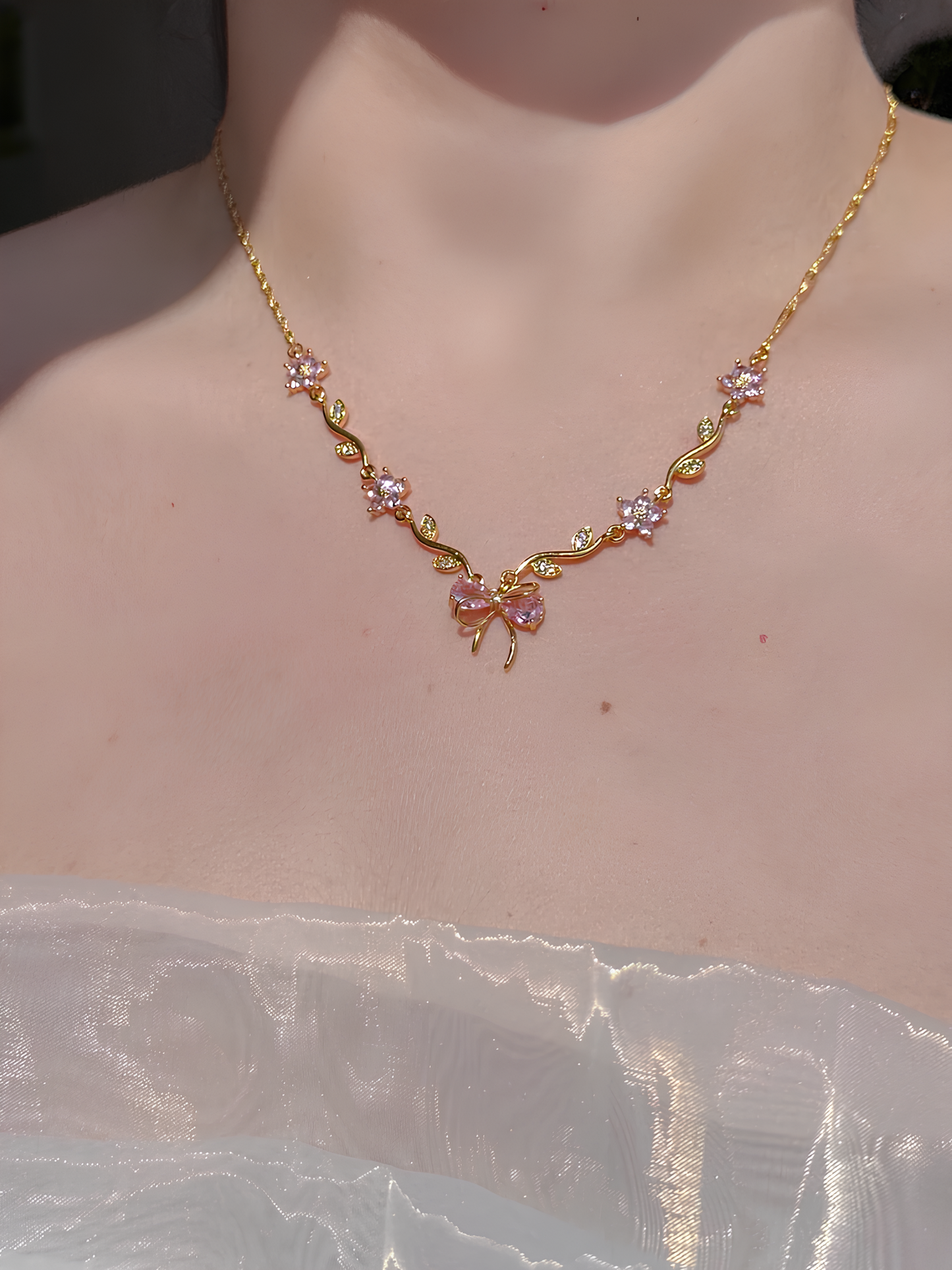 Ribbon Flower Necklace