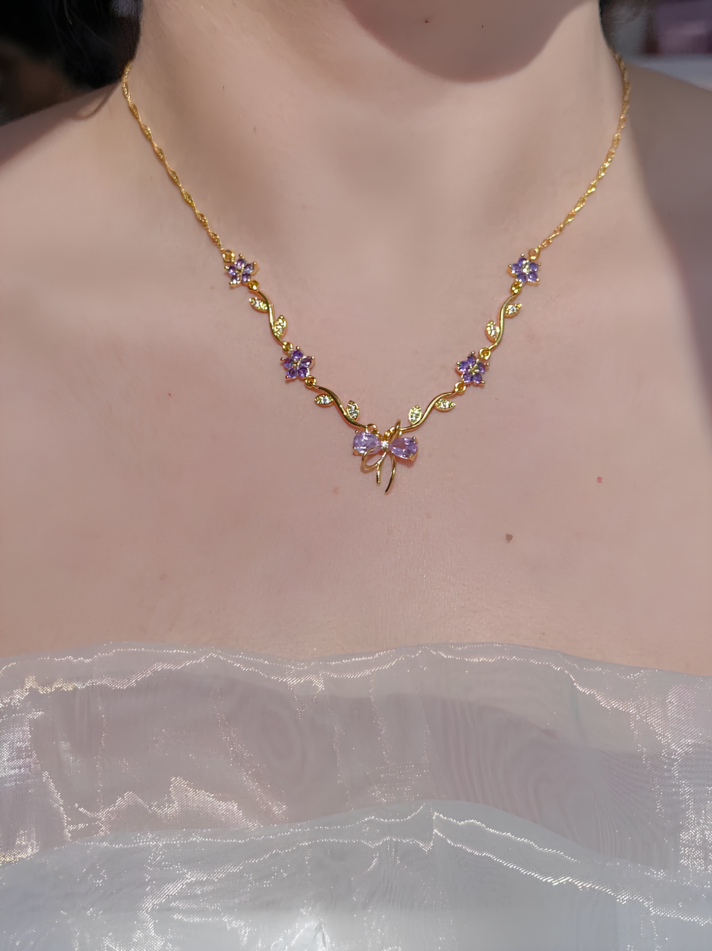 Ribbon Flower Necklace